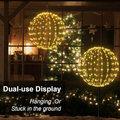 LIGHTSHARE 20IN 200LED Light Ball Yard Decoration Pathway Lights Sphere Light Fold Flat Metal Frame