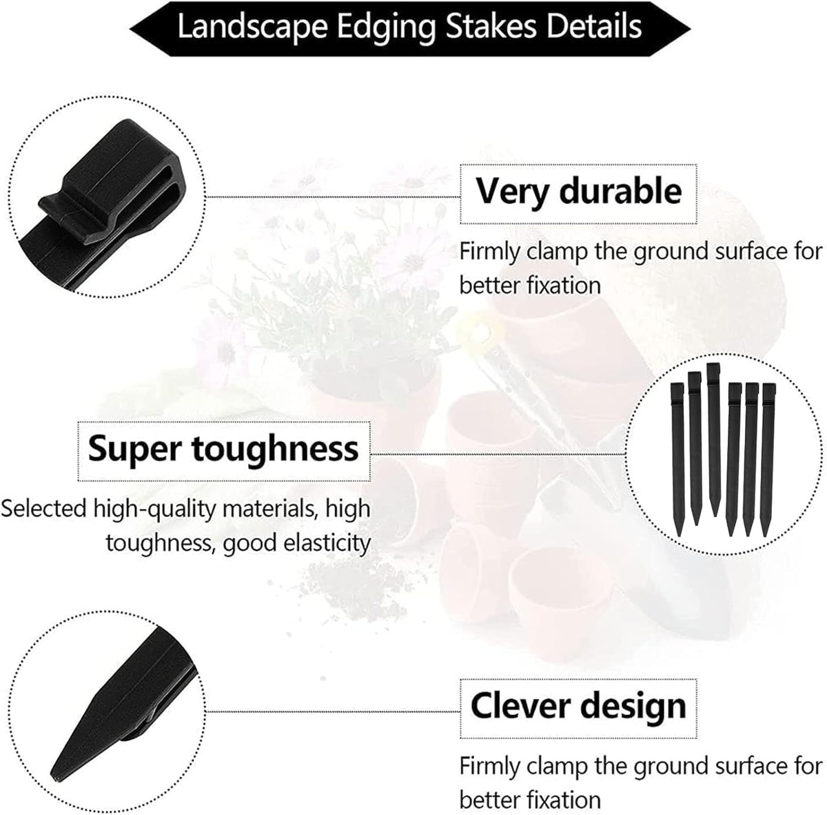 100 PCS Plastic Landscape Stakes, 10Inch Plant Support Lawn Stake Heavy Duty for Landscaping and