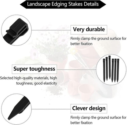 100 PCS Plastic Landscape Stakes, 10Inch Plant Support Lawn Stake Heavy Duty for Landscaping and