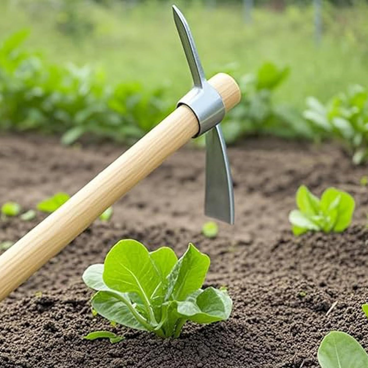 2 Pack 16 Inch Garden Pick Axe, Stainless Steel Hoe with Hardwood Handle, Pick Mattock Hoe, Mattock