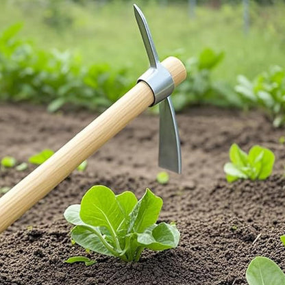 2 Pack 16 Inch Garden Pick Axe, Stainless Steel Hoe with Hardwood Handle, Pick Mattock Hoe, Mattock