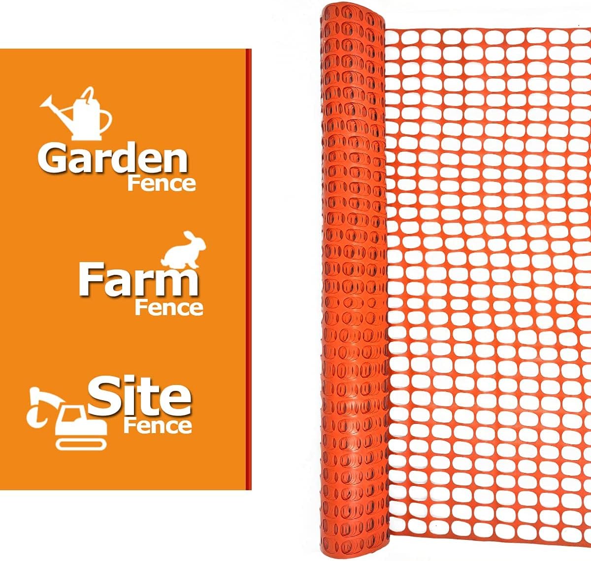 Ashman Plastic Mesh Fence, 4'x50' Feet, 1 Roll, Orange, Construction Barrier Netting, Garden