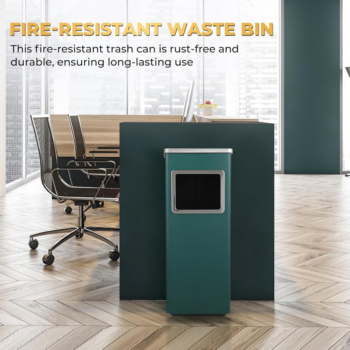 Trash Can Outdoor Waste Container Square Stainless Steel Trash Can with Removable Inner Bucket for
