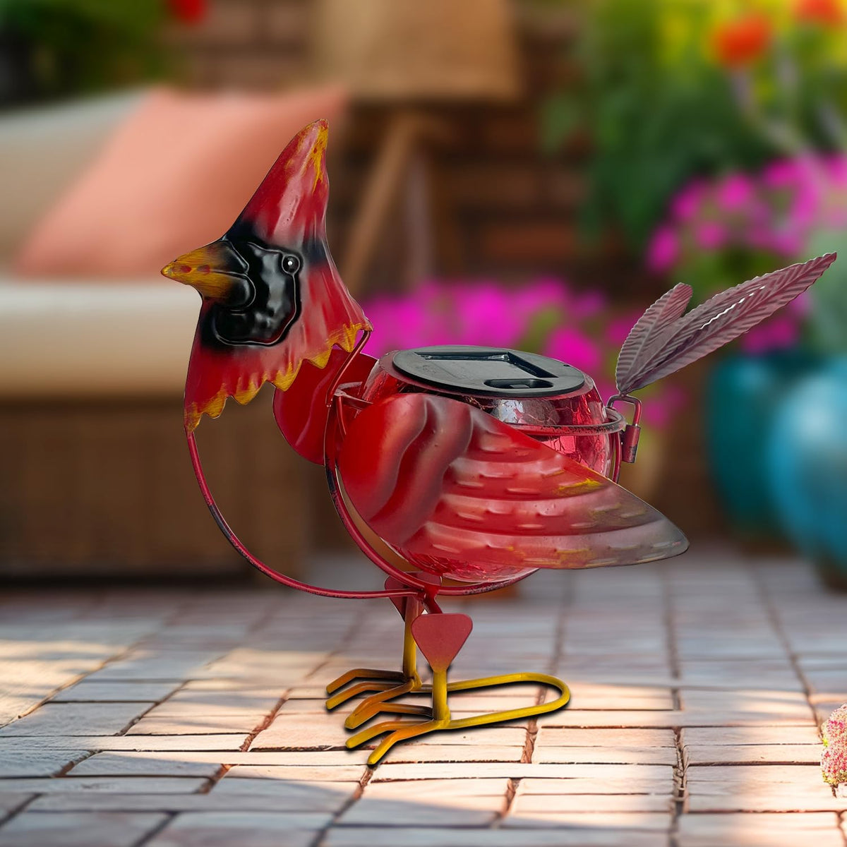 HONGLAND Solar Cardinal Statue Light, Animal LED Lights Outdoor, Solar Power Figurine Waterproof