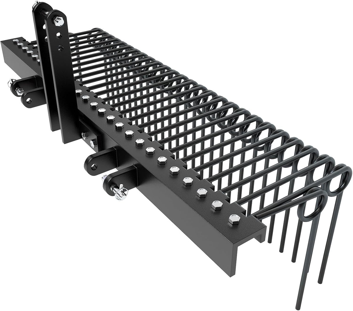 72" Durable Powder Coated Steel Pine Straw Rake, Steel Spring Landscape Rake for Leaves, Pine
