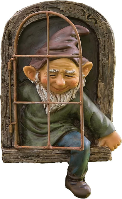 coolboy Outdoor Gnome Garden Decorative-12 Inch Elf Out The Door Tree Hugger,Gnome Decorations for