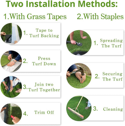 Artificial Grass Turf 10FTX76FT, 1.38" Pile Height Realistic Synthetic Grass, Indoor Outdoor Pet