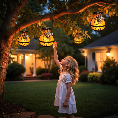 X-PREK 2 Pack Solar Lanterns Outdoor Waterproof Hummingbird Hanging Solar Lantern Flickering Flame
