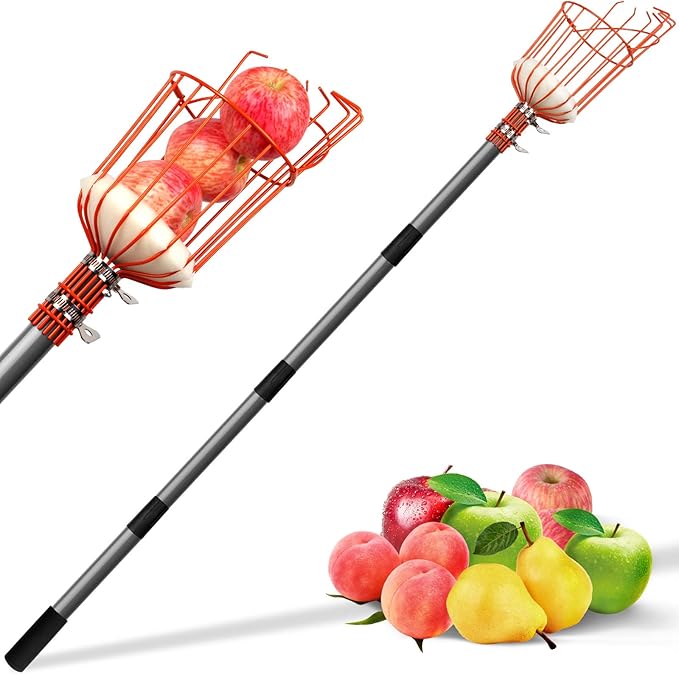 Walensee 8FT Fruit Picker, Adjustable Fruits Picker Tool with Lightweight Stainless Steel Pole and