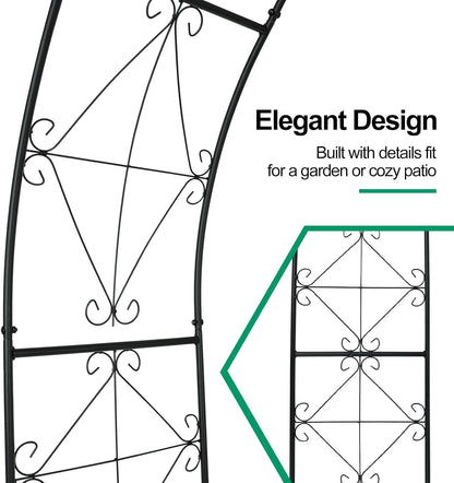 Metal Garden Arch 7.2ft High X 4.5ft Wide Garden Arbor for for Climbing Plants Roses Vines, Outdoor