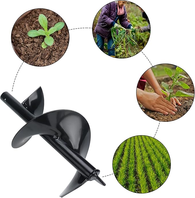 Garden Auger Drill Bit 5.9"x33", Large Hand Auger Drill for Planting, Post Hole Digger Manual Auger