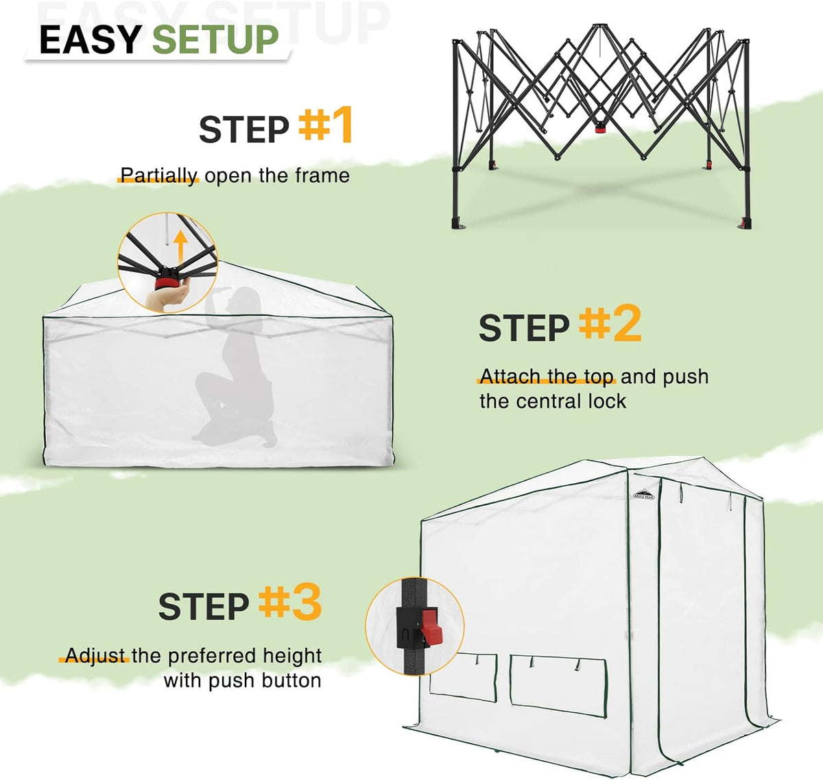 EAGLE PEAK Instant Pop-up Greenhouse, Indoor Outdoor Plant Gardening Green House, Roll-Up Zipper