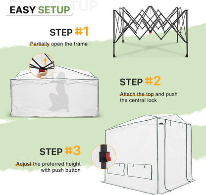 EAGLE PEAK Instant Pop-up Greenhouse, Indoor Outdoor Plant Gardening Green House, Roll-Up Zipper