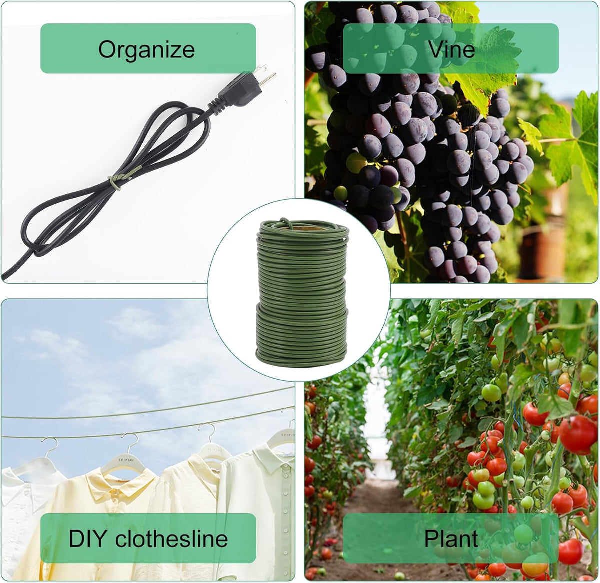 101 Feet Soft Plant Ties Dark Green Plant Twist Ties, Plant Ties for Support. Gardening Supplies
