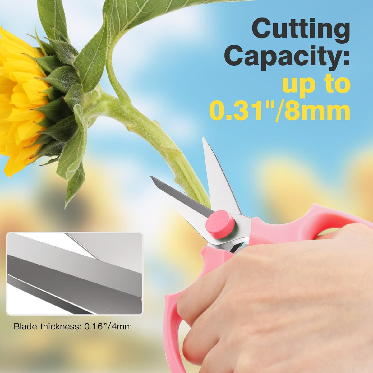 Housolution Flower Scissors, 3 Pack, Strong Floral Shears, Premium Steel Pointed Garden Pruning