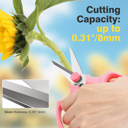 Housolution Flower Scissors, Strong Floral Shears, Premium Steel Pointed Garden Pruning Shears