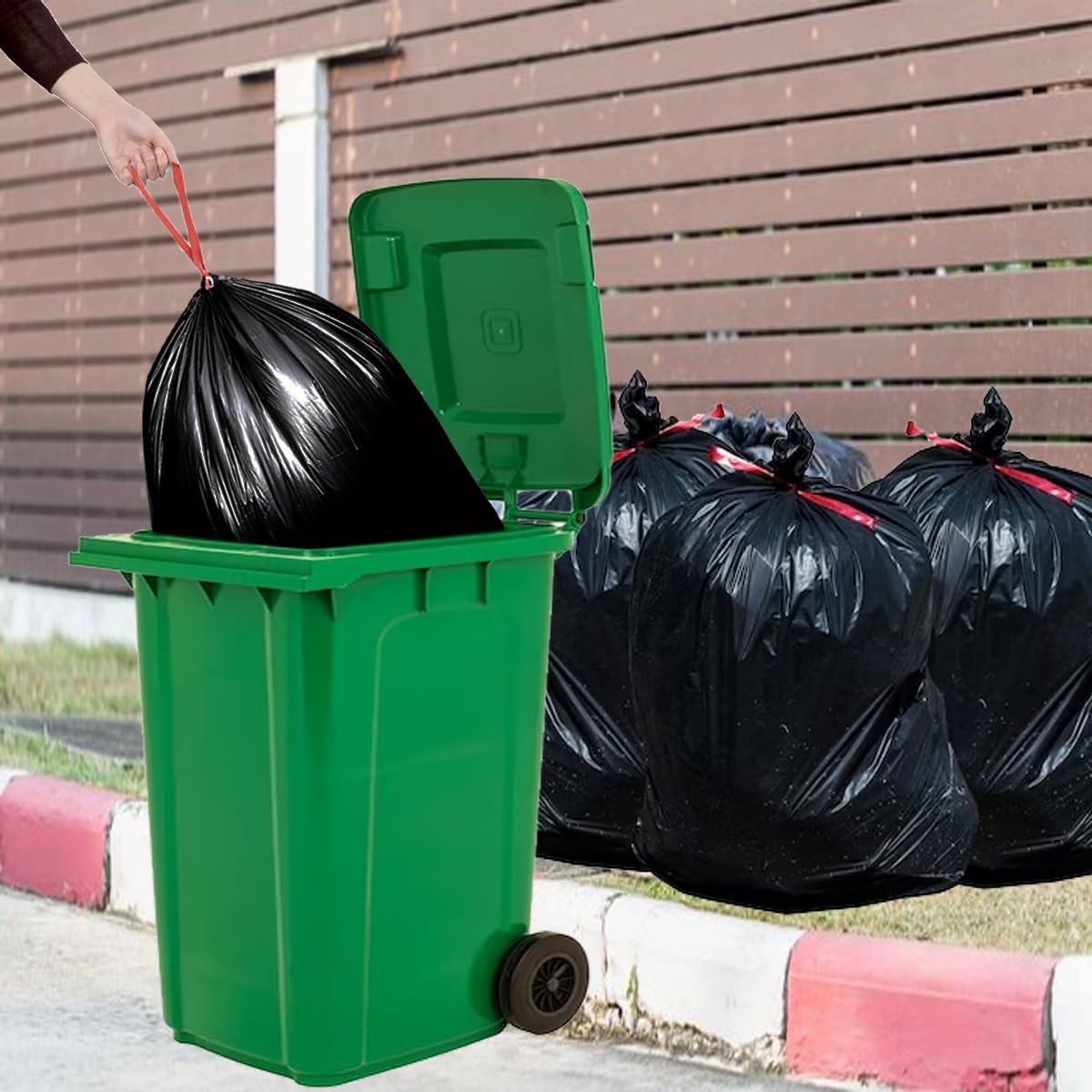 39 Gallon Lawn & Leaf Trash Bags Drawstring, 50 Count, Heavy Duty Black & Unscented Plastic Bags