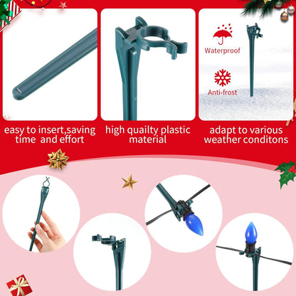 Jetec 400 Pieces Christmas Light Stakes Universal Yard Lawn Holiday 7.5 Inches Light Ground Stakes