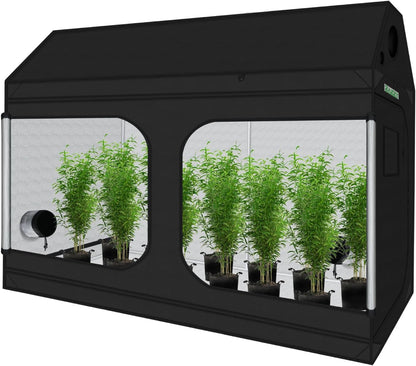 zazzy 4x8 Grow Tent, 96"x48"x72" Roof Cube Indoor Plant Grow Tents with Observation Windows