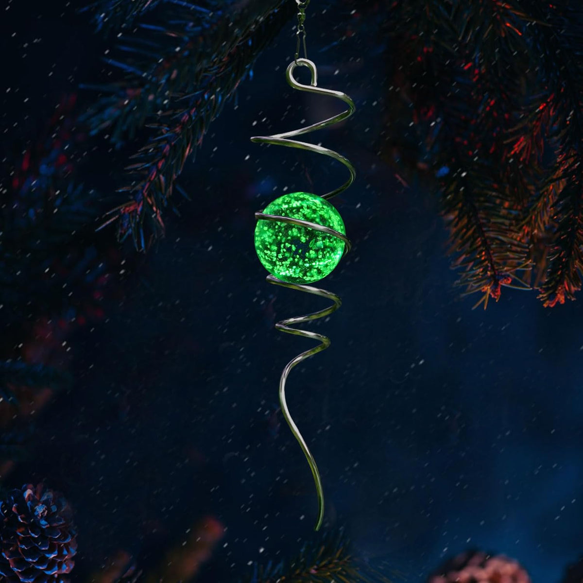 Glow in The Dark Gazing Ball Spiral, Wind Spinner Tail, Wind Spinners Stabilizer, Hanging Outdoor