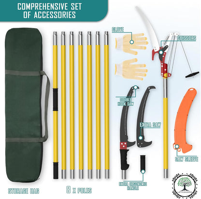 Pole Saws for Tree Trimming, 7.3-27 ft Extendable Tree Trimmers Long Handle Pruner, Sharp Steel
