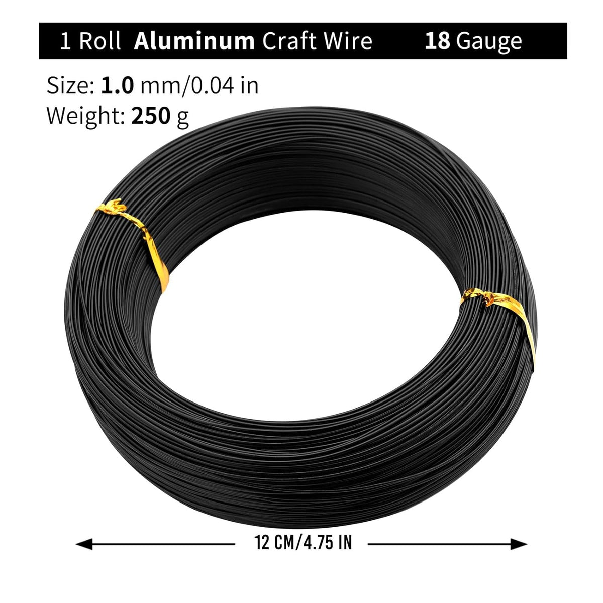 Black-1.0-Anodized Aluminum Bonsai Training Wire 250g Large Roll,Many Size to Choose,KSVZS Bendable