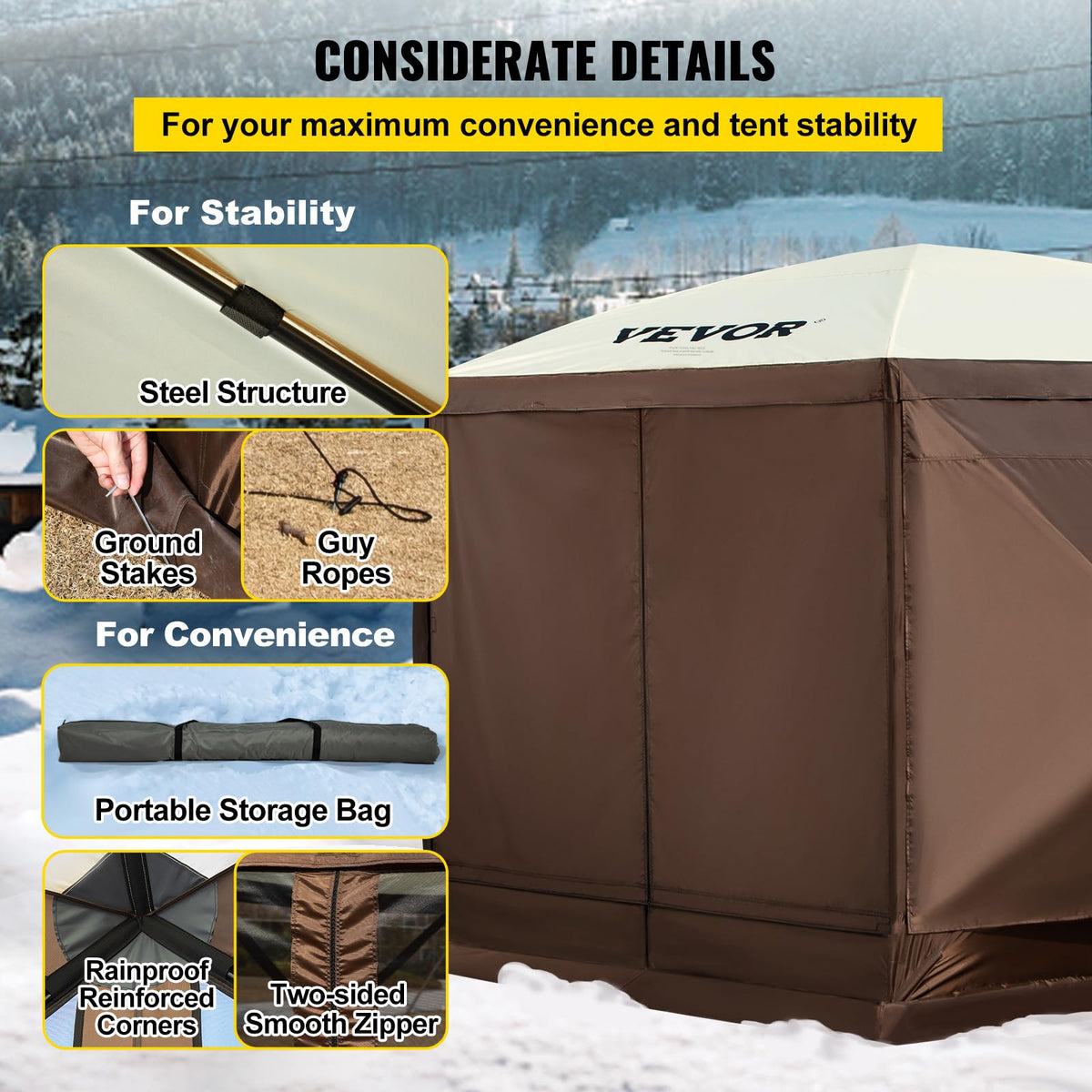 VEVOR Pop Up Gazebo Screen Tent, Pop-Up Instant Gazebo Tents with Mosquito Netting Outdoor Canopy
