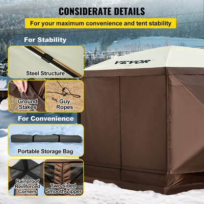 VEVOR Pop Up Gazebo Screen Tent, Pop-Up Instant Gazebo Tents with Mosquito Netting Outdoor Canopy