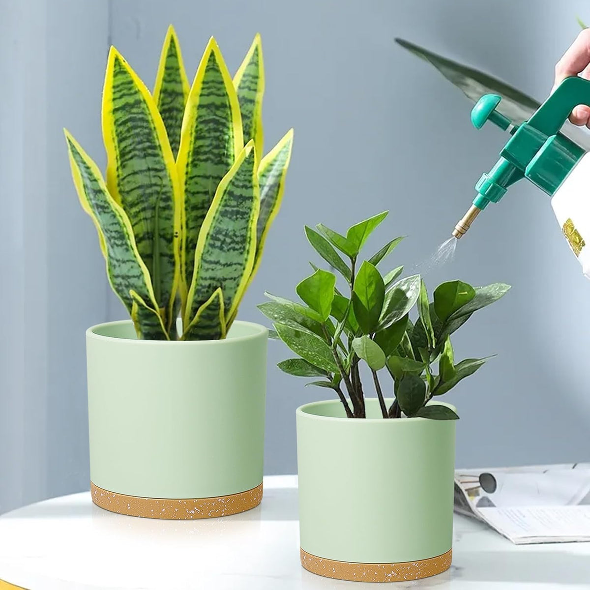 8/7/6 inch Plant Pots, 3 Pack Cylinder Flower Pots for Outdoor Indoor Plants, Decorative Plastic