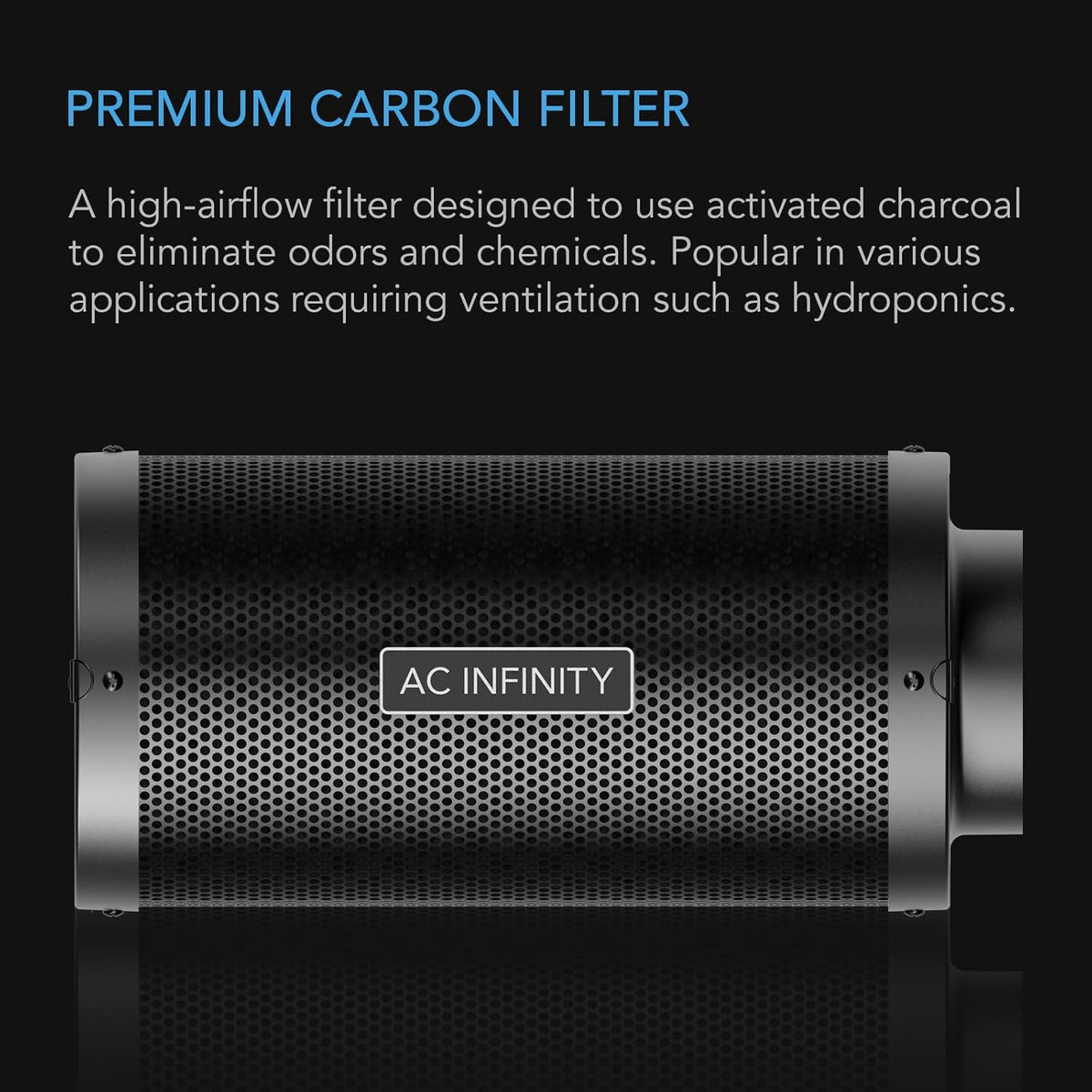 AC Infinity Air Carbon Filter 10" with Premium Australian Virgin Charcoal, for Inline Duct Fan