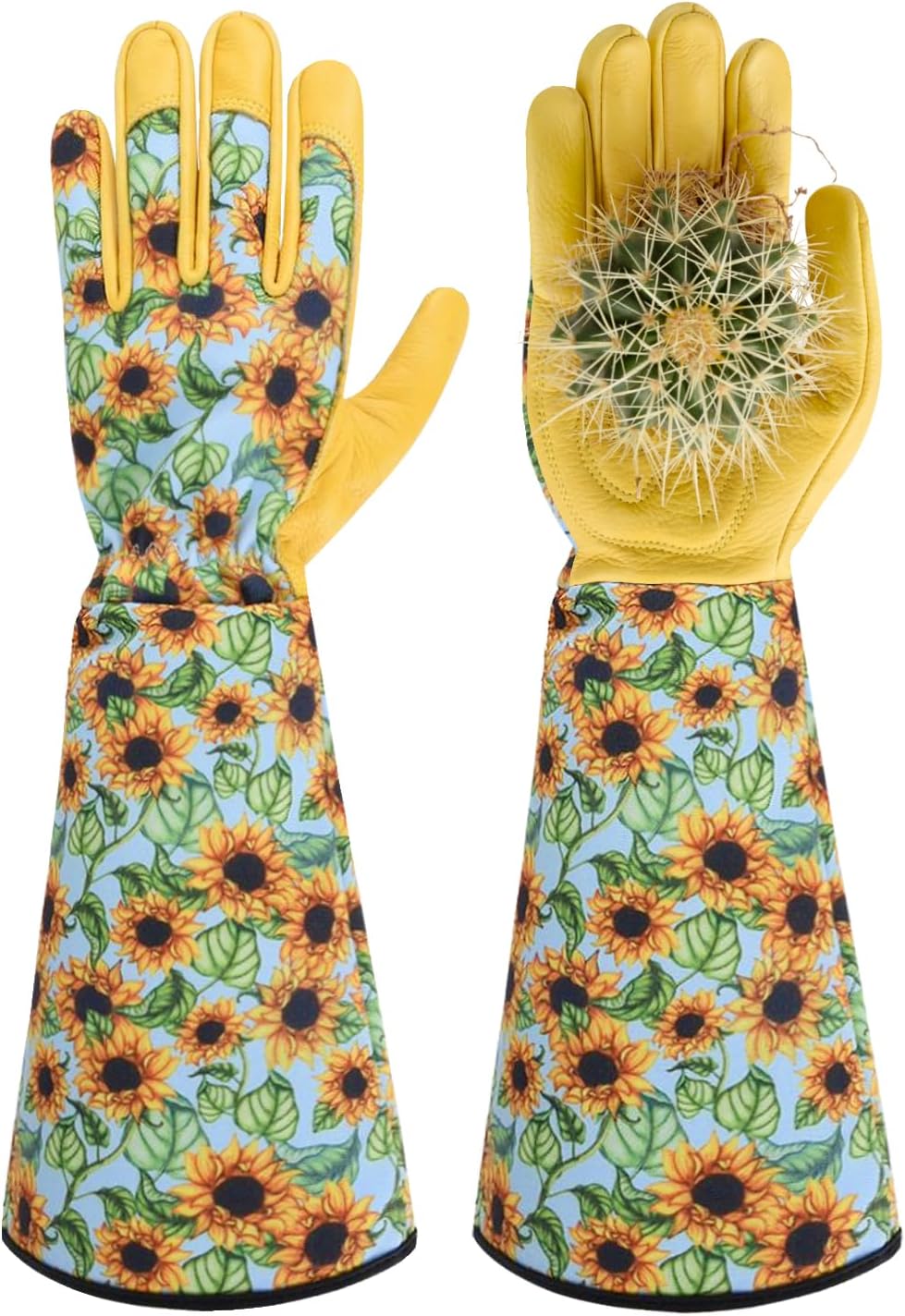 Long Gardening Gloves for Women Thorn Proof,Rose Pruning Cowhide Leather Garden Gloves for Cactus