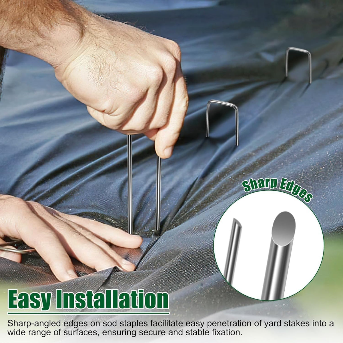 10 Inch 11 Gauge Galvanized Landscape Staples Stakes for Decoration, 25/100/200pcs Garden Metal