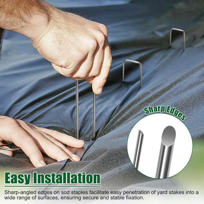 10 Inch 11 Gauge Galvanized Landscape Staples Stakes for Decoration, 25/100/200pcs Garden Metal
