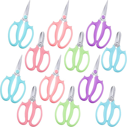12 Pcs Gardening Tools Flower Scissors Flower Bar Supplies Pastel Rainbow Color Pruning Scissors