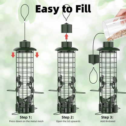 Squirrel Proof Bird Feeder,Metal Mesh Bird Feeders for Outdoors Hanging,Gravity Protection Squirrel