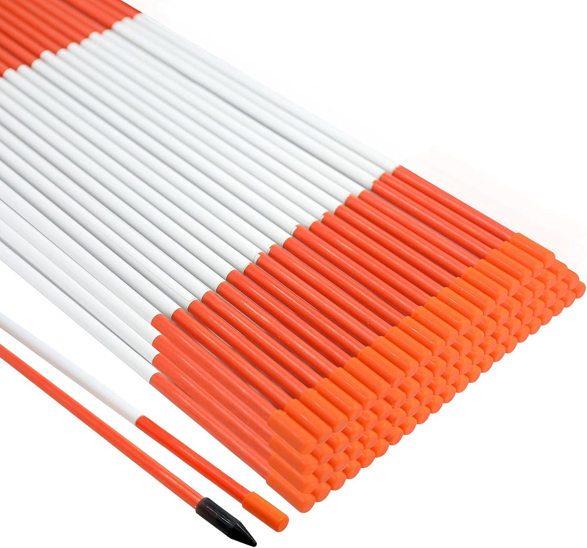 Growsun Driveway Marker 48 inch Orange Fiberglass 5/16 inch Dia Snow Fence Reflective Plow Stakes