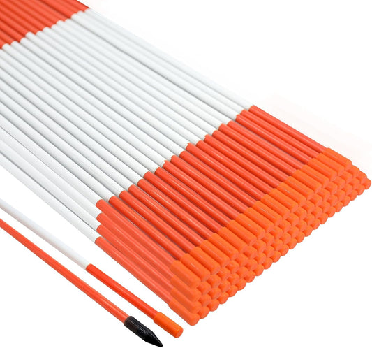 Growsun Driveway Marker 48 inch Orange Fiberglass 5/16 inch Dia Snow Fence Reflective Plow Stakes