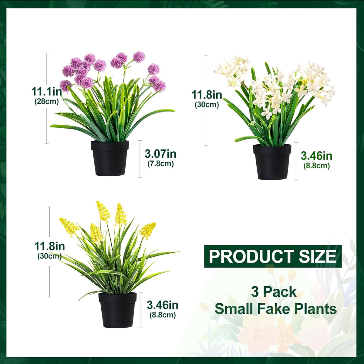 3 Pack Fake Small Plant Artificial Potted Flowers for Home Decor Fake Flower Plant Greenery Mini