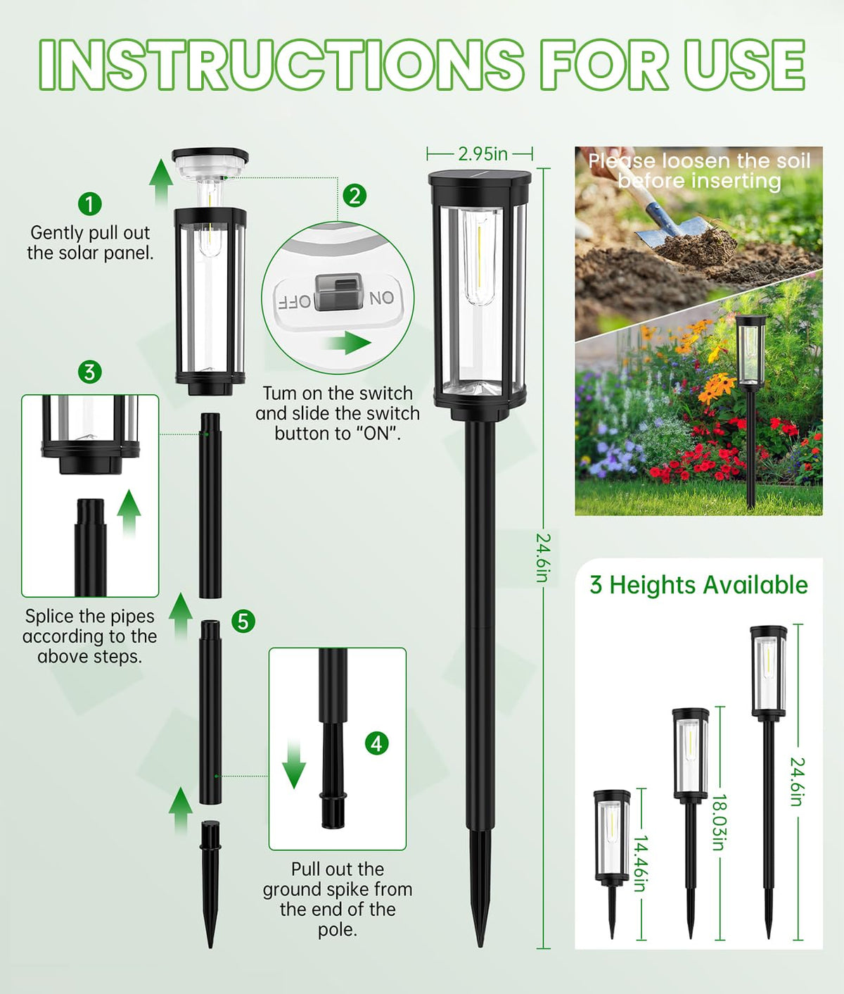 BITPOTT Bright Solar Pathway Lights Outdoor, 8 Pack Solar Powered Garden Lights Waterproof IP65