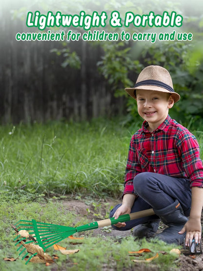 Kids Friendly Rakes for Leaves - 28" Child Size Small Rake with Durable Metal Head & Hardwood
