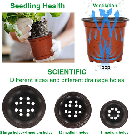 Augshy Nursery Pot, 75 Pcs 4", 5", 6" Plastic Plant Nursery Seed Starting Pots for Indoor Outdoor