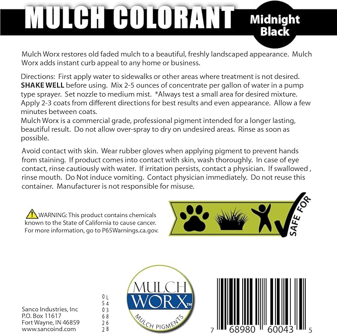 MulchWorx Black Mulch Color Concentrate - 5,600 Sq. Ft. - Pure Midnight Black Mulch Dye Spray