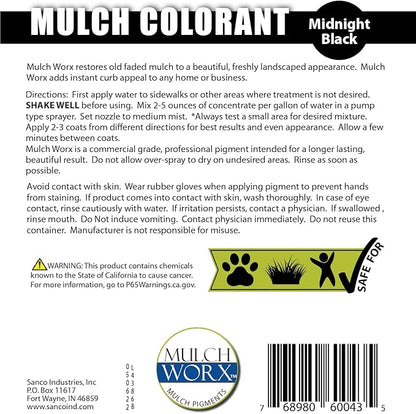MulchWorx Black Mulch Color Concentrate - 5,600 Sq. Ft. - Pure Midnight Black Mulch Dye Spray