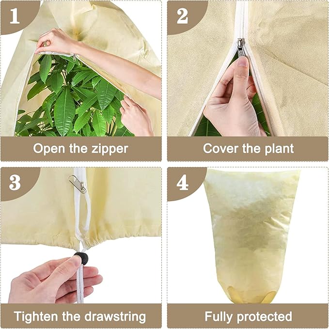 LangRay Plant Covers Freeze Protection, Winter Frost Cloths 2.8oz/yd² with Zipper and Drawstring