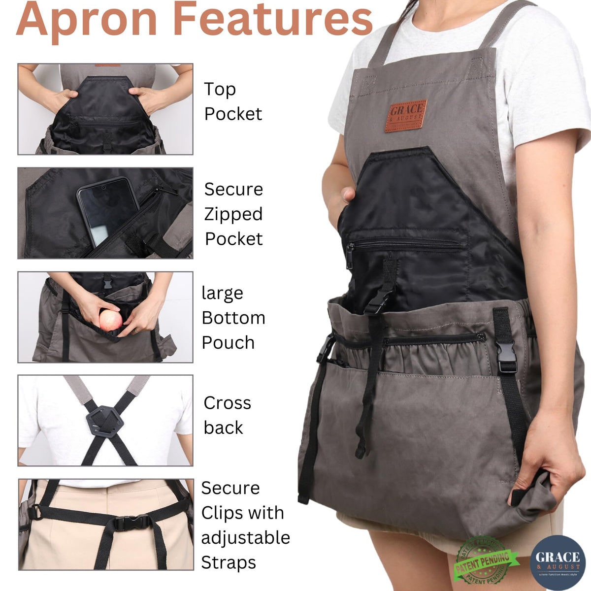 Gardening Apron with Harvest Pouch - 7 Pocket Garden Gift for Women & Men