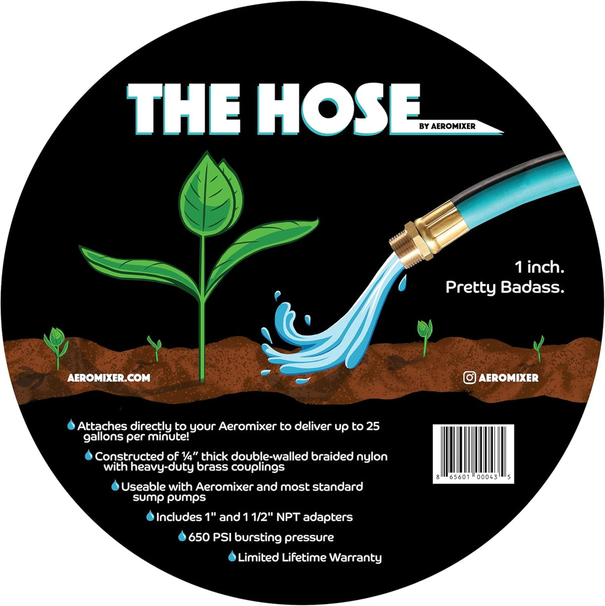 Aeromixer THE HOSE - 3/4 Inch Garden Hose 75 Ft, Kinkless Commercial Garden Hoses, Heavy Duty