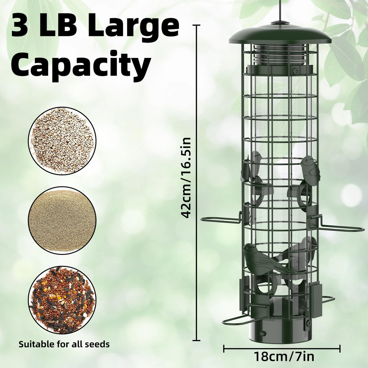 Squirrel Proof Bird Feeder,Metal Mesh Bird Feeders for Outdoors Hanging,Gravity Protection Squirrel