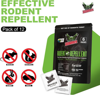 BugBarrier's Extra-Strength Mouse Repellent Deterrent Pouches, USDA 99% Biobased, Peppermint &
