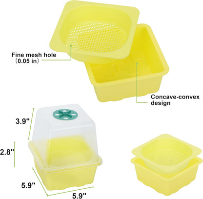 Microgreen Growing Trays, LUVCSOY Sprouting Tray with Humidity Dome, 1.2 mm Small Mesh Holes, BPA