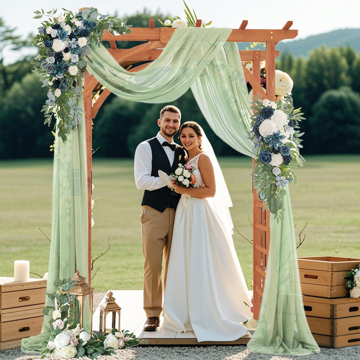 Giantex 85inch Wooden Garden Arch Wedding Arch for Ceremony, Garden Arbor Trellis for Climbing